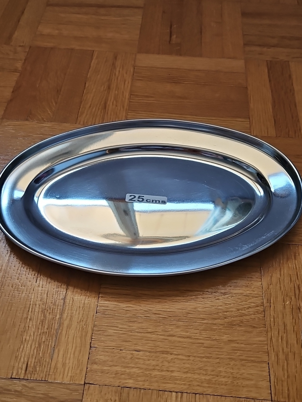 Polished Stainless Steel Oval Tray - Silver 25 cm